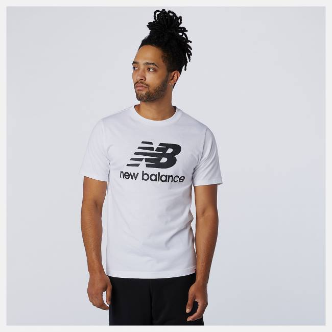 New Balance NB Essentials Stacked Logo Tee T-shirt Herr Vita | NB160YLH