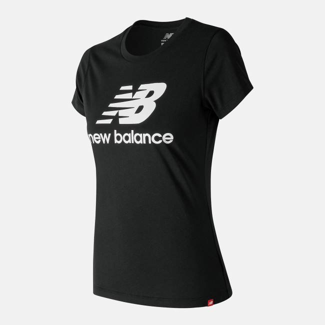 New Balance NB Essentials Stacked Logo Tee T-shirt Dam Svarta | NB178VES