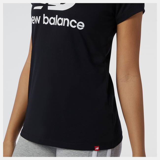 New Balance NB Essentials Stacked Logo Tee T-shirt Dam Svarta | NB178VES