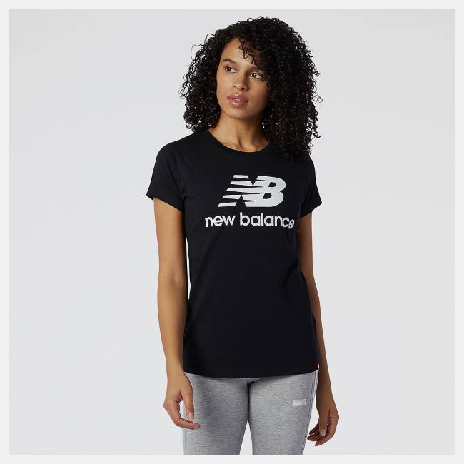 New Balance NB Essentials Stacked Logo Tee T-shirt Dam Svarta | NB178VES