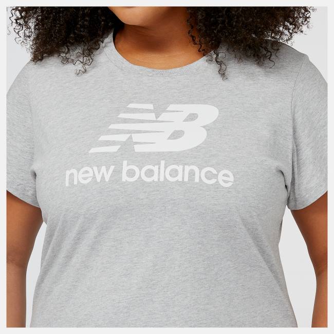 New Balance NB Essentials Stacked Logo Tee T-shirt Dam Grå | NB257AKQ