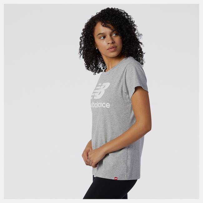 New Balance NB Essentials Stacked Logo Tee T-shirt Dam Grå | NB402HPW