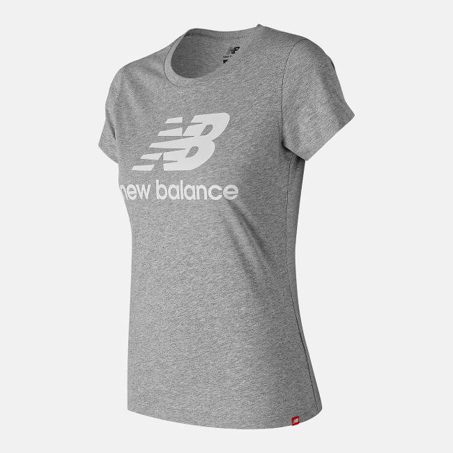 New Balance NB Essentials Stacked Logo Tee T-shirt Dam Grå | NB402HPW