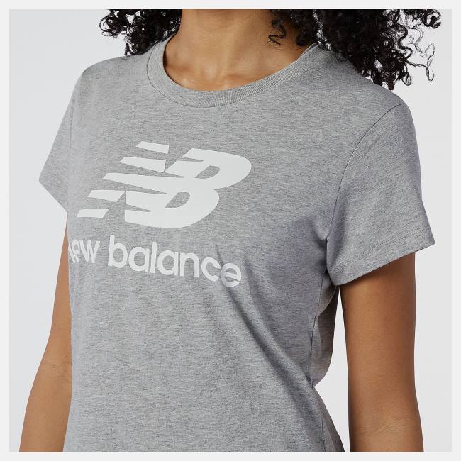 New Balance NB Essentials Stacked Logo Tee T-shirt Dam Grå | NB402HPW