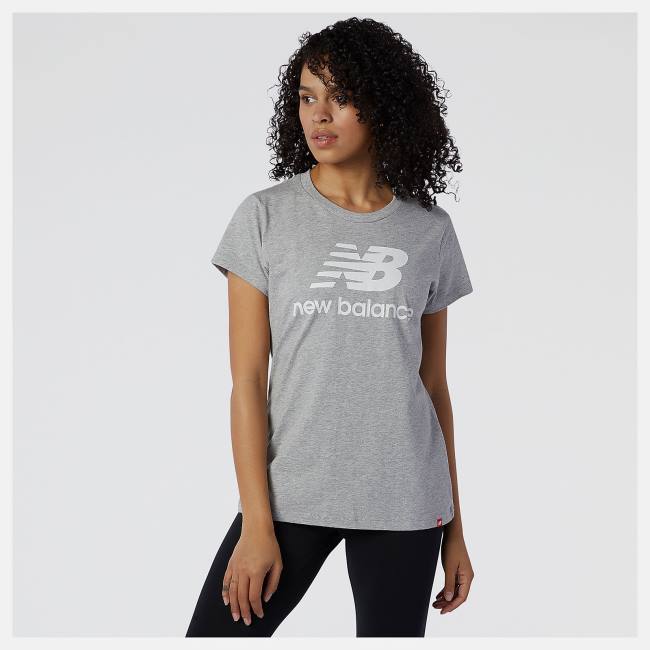 New Balance NB Essentials Stacked Logo Tee T-shirt Dam Grå | NB402HPW