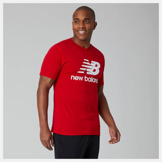 New Balance NB Essentials Stacked Logo Tee T-shirt Herr Röda | NB425MAU