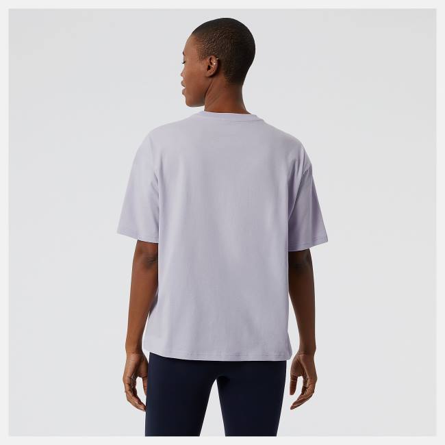 New Balance NB Essentials Stacked Logo Tee T-shirt Dam Grå Lila | NB540DAH