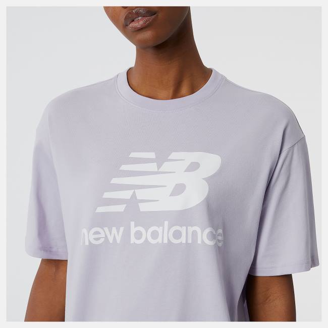 New Balance NB Essentials Stacked Logo Tee T-shirt Dam Grå Lila | NB540DAH