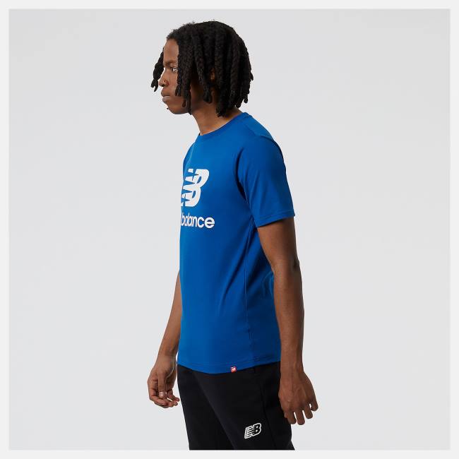 New Balance NB Essentials Stacked Logo Tee T-shirt Herr Blå | NB601WCH