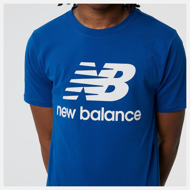 New Balance NB Essentials Stacked Logo Tee T-shirt Herr Blå | NB601WCH