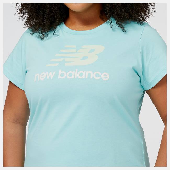 New Balance NB Essentials Stacked Logo Tee T-shirt Dam Ljusblå | NB765PTX