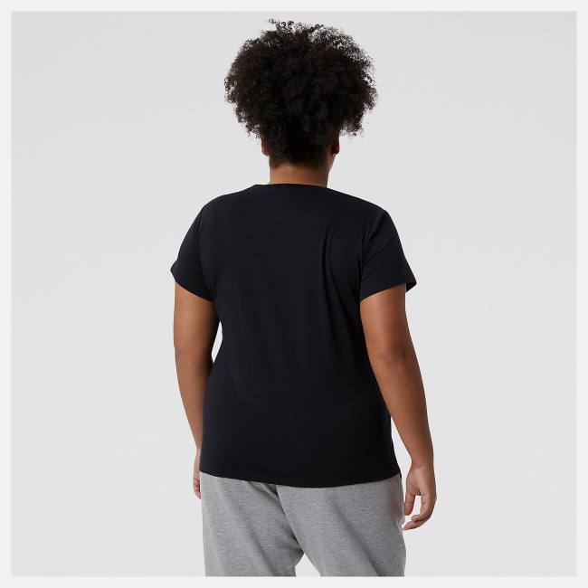 New Balance NB Essentials Stacked Logo Tee T-shirt Dam Svarta | NB856VEK