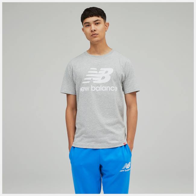 New Balance NB Essentials Stacked Logo Tee T-shirt Herr Grå | NB897WDU