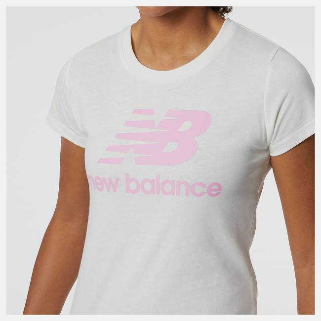 New Balance NB Essentials Stacked Logo Tee T-shirt Dam Ljusblå | NB937OKL