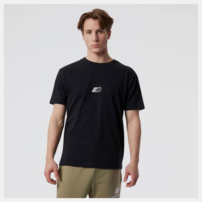 New Balance NB Essentials Tryck Korta Sleeve 2 T-shirt Herr Svarta | NB263SDI