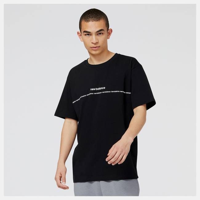 New Balance NB Essentials Tryck Tee T-shirt Herr Svarta | NB216WHO