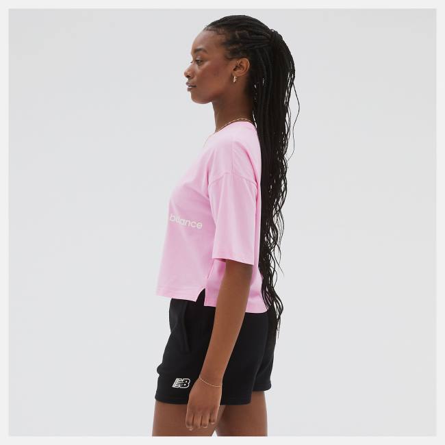 New Balance NB Essentials Tryck Tee T-shirt Dam Rosa | NB296IJQ