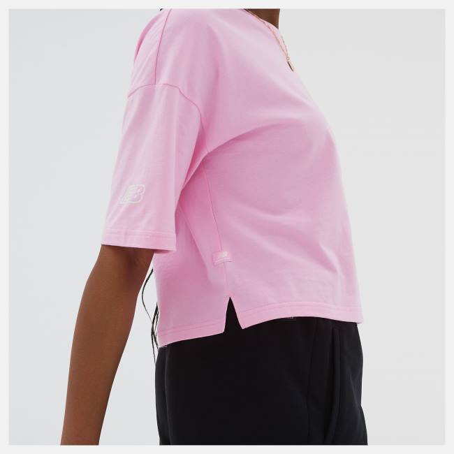 New Balance NB Essentials Tryck Tee T-shirt Dam Rosa | NB296IJQ