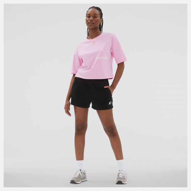 New Balance NB Essentials Tryck Tee T-shirt Dam Rosa | NB296IJQ