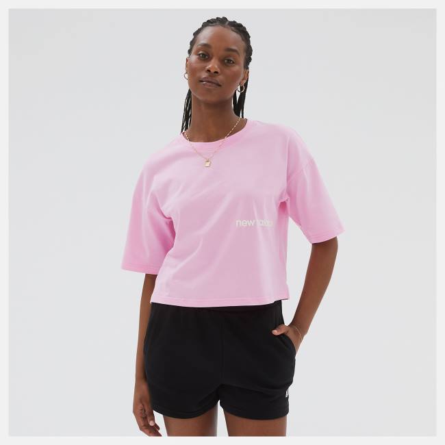 New Balance NB Essentials Tryck Tee T-shirt Dam Rosa | NB296IJQ