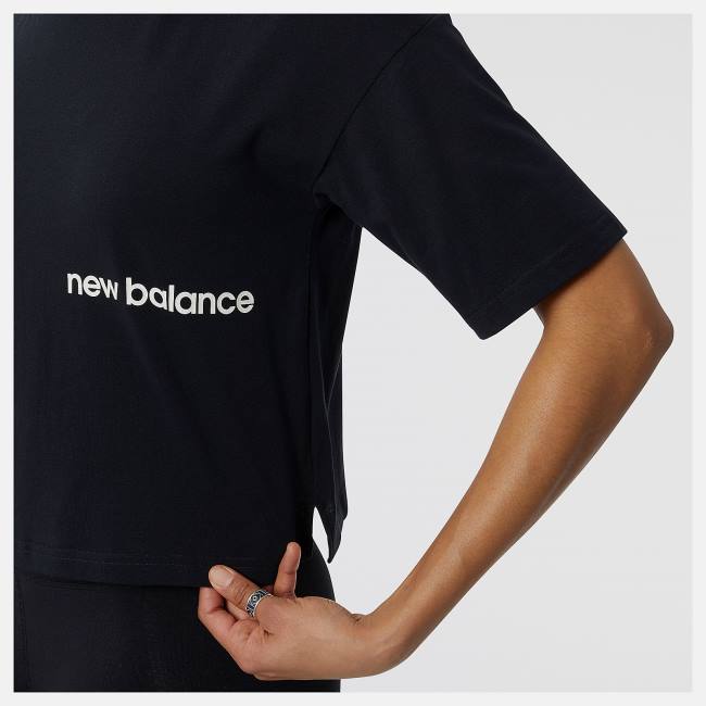 New Balance NB Essentials Tryck Tee T-shirt Dam Svarta | NB827ZDH