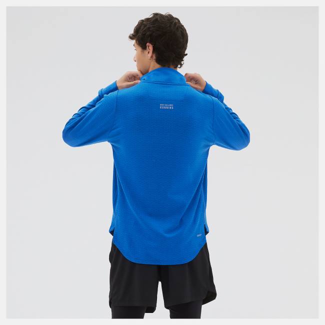 New Balance NB Heat Grid Half Zip T-shirt Herr Mörkblå | NB935HVJ