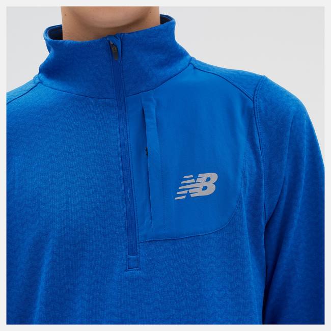 New Balance NB Heat Grid Half Zip T-shirt Herr Mörkblå | NB935HVJ