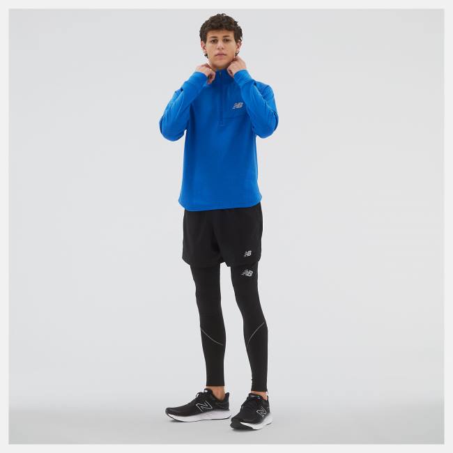 New Balance NB Heat Grid Half Zip T-shirt Herr Mörkblå | NB935HVJ