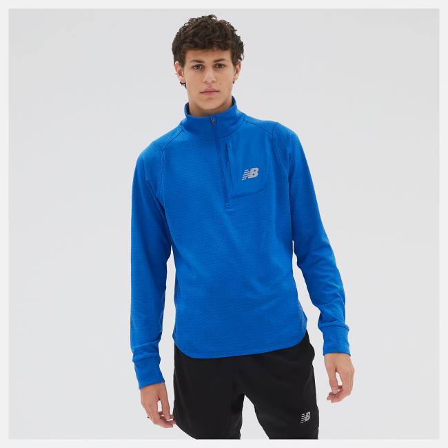 New Balance NB Heat Grid Half Zip T-shirt Herr Mörkblå | NB935HVJ