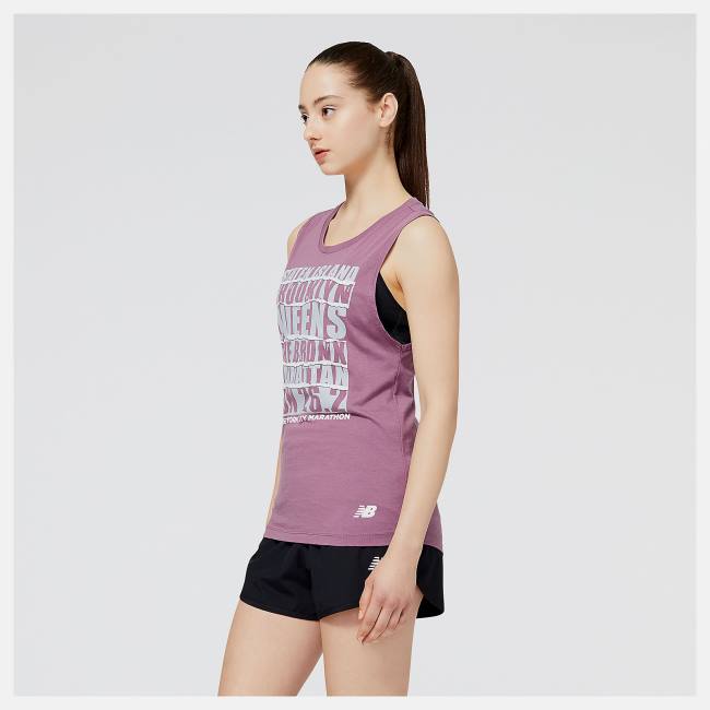 New Balance NYC Marathon Borough Tryck Tank T-shirt Dam Rosa | NB139GND