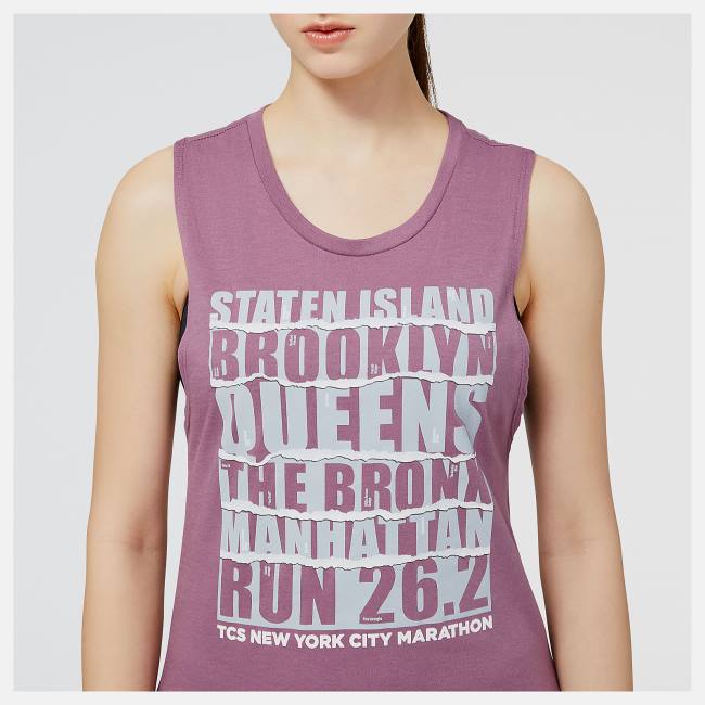 New Balance NYC Marathon Borough Tryck Tank T-shirt Dam Rosa | NB139GND