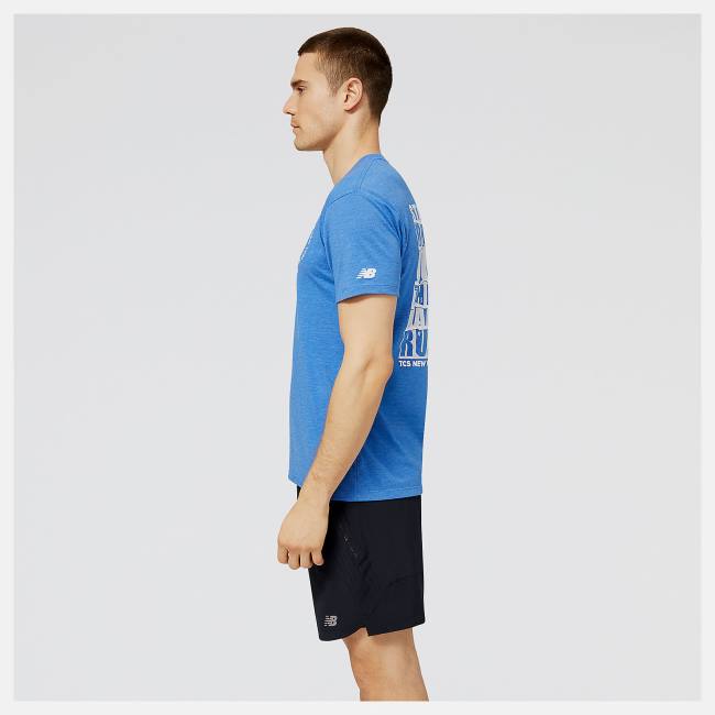 New Balance NYC Marathon Borough Tryck Tee T-shirt Herr Kungsblått | NB398BLP