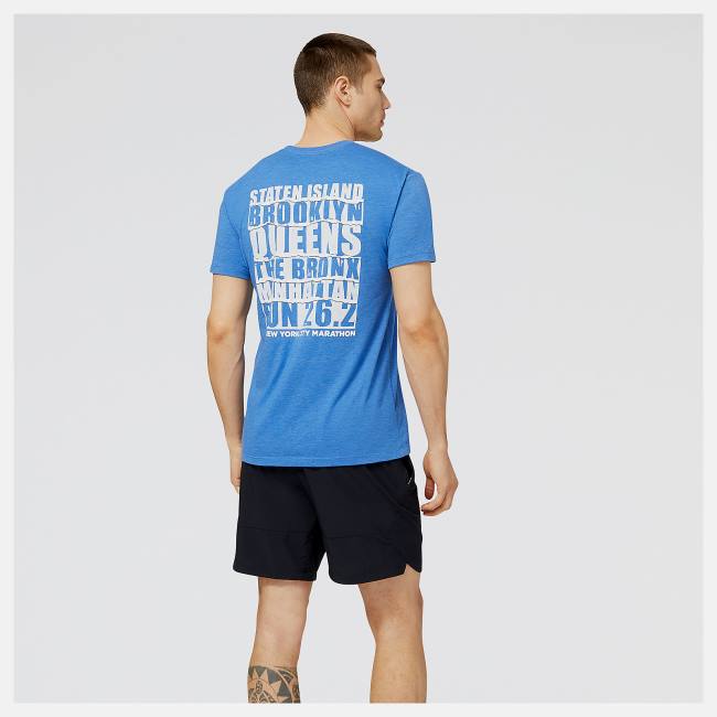 New Balance NYC Marathon Borough Tryck Tee T-shirt Herr Kungsblått | NB398BLP