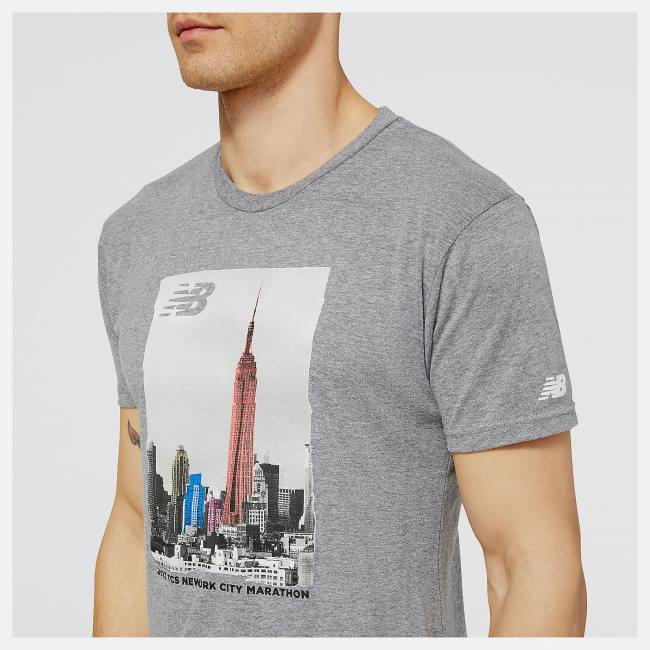 New Balance NYC Marathon Empire Skyline Tryck Tee T-shirt Herr Grå | NB946QFI