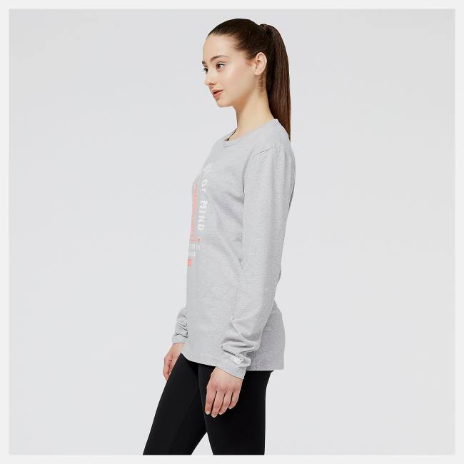 New Balance NYC Marathon Empire Tryck Long Sleeve T-shirt Dam Grå | NB680ENP