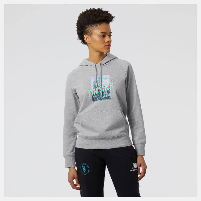 New Balance NYC Marathon Finisher NB Essentials Pullover Hoodie Dam Grå | NB149DCP