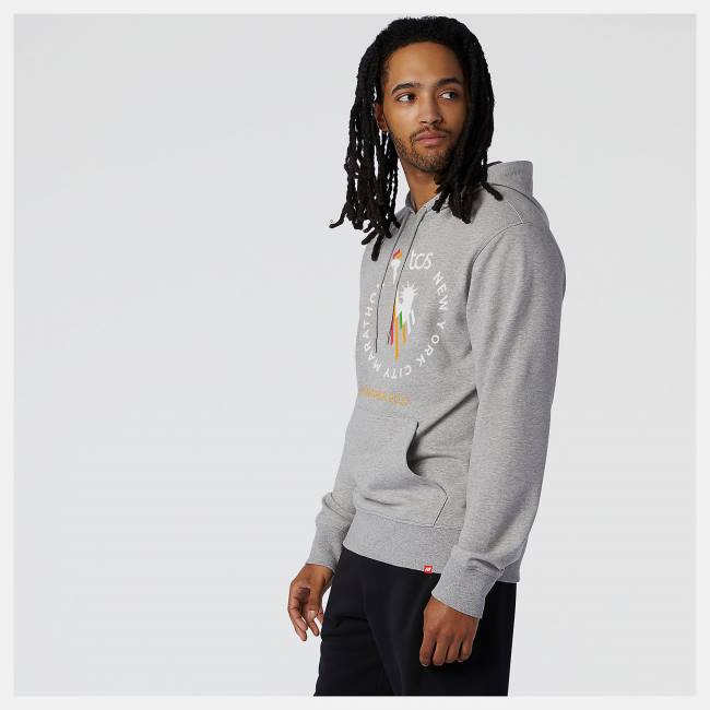 New Balance NYC Marathon Finisher NB Essentials Stacked Po Hoodie Herr Grå | NB274ROU