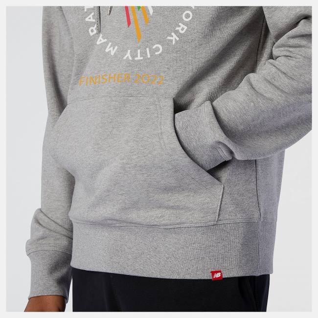 New Balance NYC Marathon Finisher NB Essentials Stacked Po Hoodie Herr Grå | NB274ROU