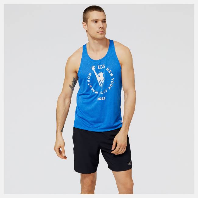 New Balance NYC Marathon Impact Run Singlet T-shirt Herr Mörkblå | NB681WPU