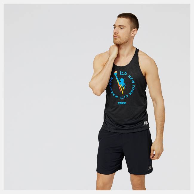 New Balance NYC Marathon Impact Run Singlet T-shirt Herr Svarta | NB761ELS