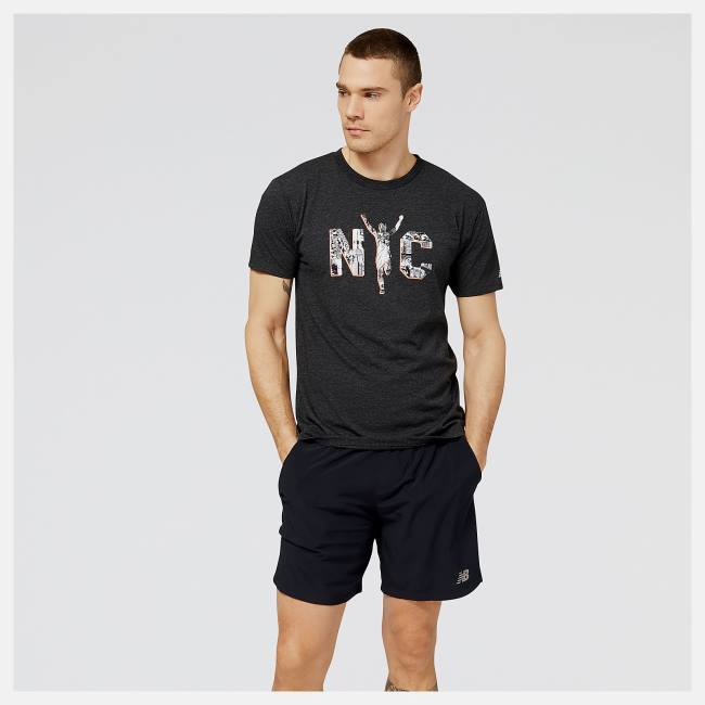 New Balance NYC Marathon Löpar Man Tryck Tee T-shirt Herr Svarta | NB240TXJ