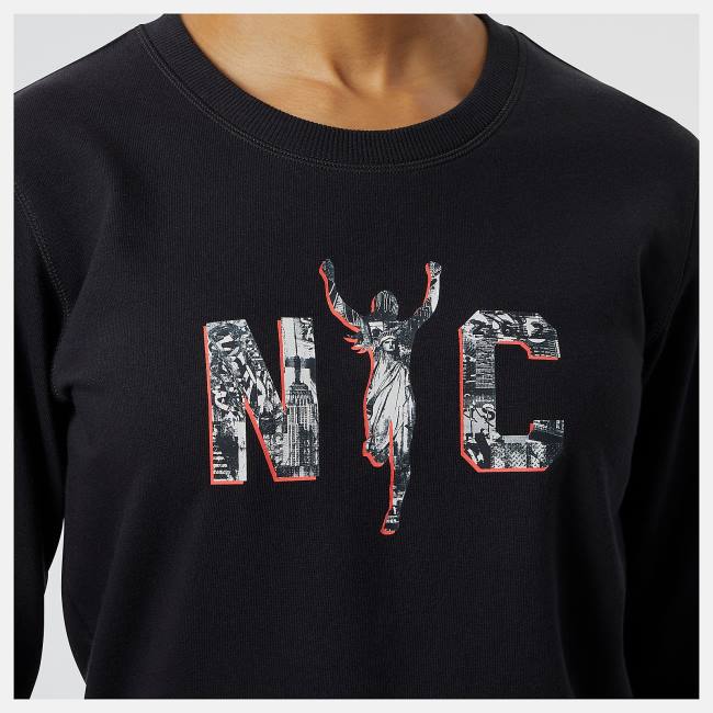 New Balance NYC Marathon NB Essentials Crew Fleece Tröjor Dam Svarta | NB234NMR