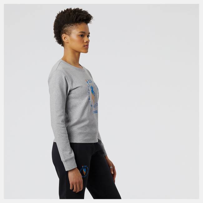 New Balance NYC Marathon NB Essentials Crew Fleece Tröjor Dam Grå | NB931WOU