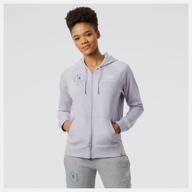 New Balance NYC Marathon NB Essentials Full Zip Hoodie Dam Grå Lila | NB031XTZ