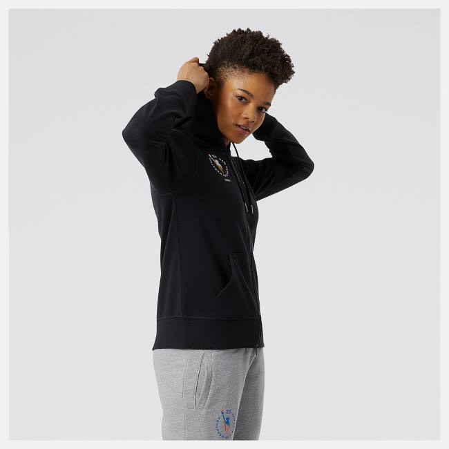 New Balance NYC Marathon NB Essentials Full Zip Hoodie Dam Svarta | NB243KBG