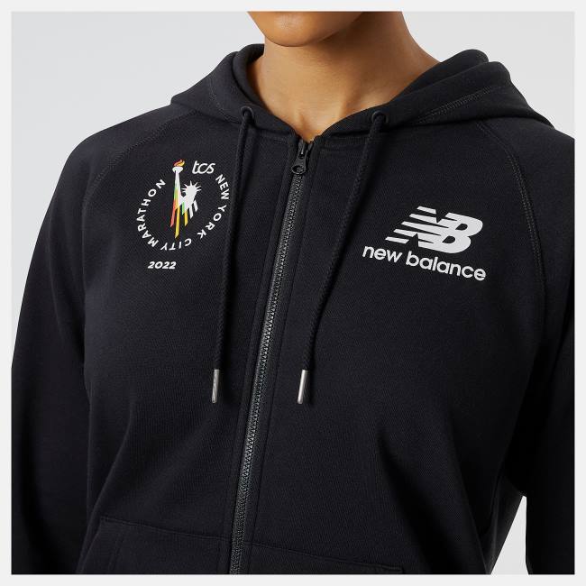 New Balance NYC Marathon NB Essentials Full Zip Hoodie Dam Svarta | NB243KBG