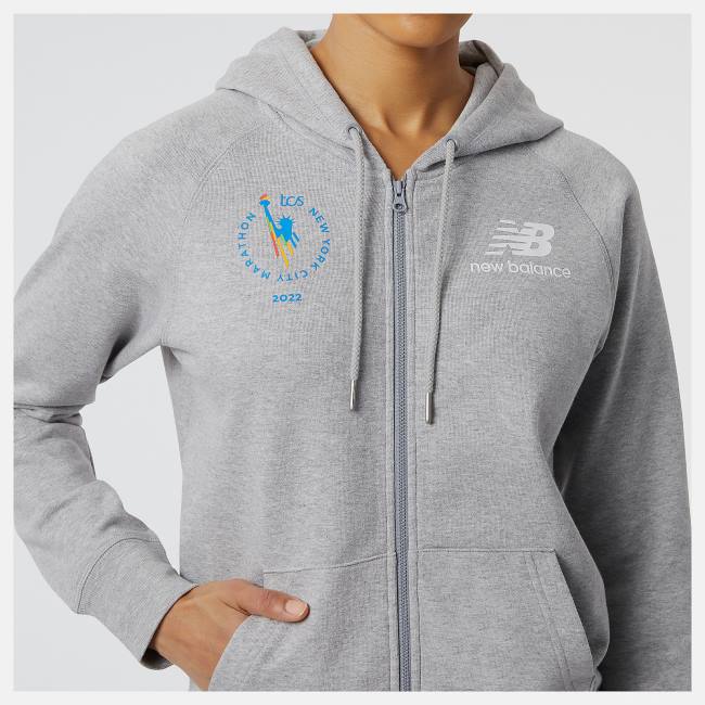 New Balance NYC Marathon NB Essentials Full Zip Hoodie Dam Grå | NB536ETZ