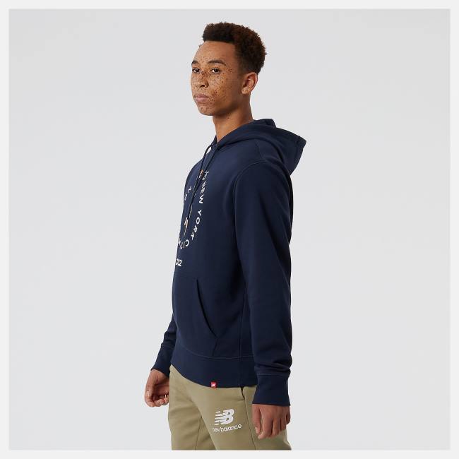 New Balance NYC Marathon NB Essentials Pullover Hoodie Herr Marinblå | NB473CSD