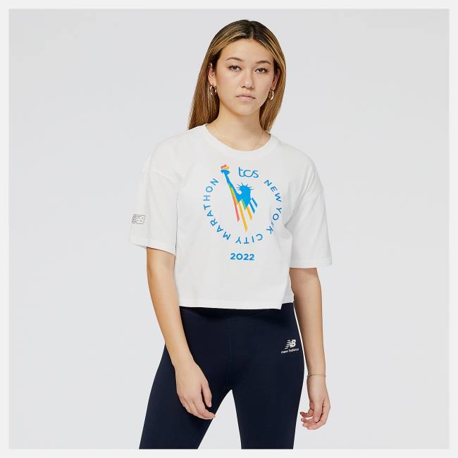 New Balance NYC Marathon NB Essentials Tryck Tee T-shirt Dam Vita | NB901OZU