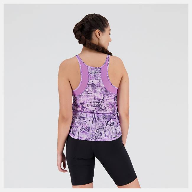 New Balance NYC Marathon Printed Impact Run Tank T-shirt Dam Lila | NB365OBQ